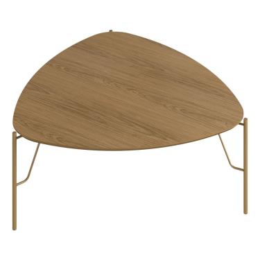 Imagem de Mesa de Centro Para Sala de Estar Baixa Pés Industrial Dourado Alef I03 Louro - Lyam Decor