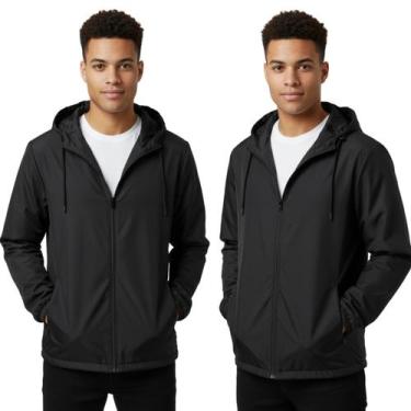 Imagem de Kit 2 Jaqueta Corta Vento Unissex Impermeável Sem Estampa Liso - prime