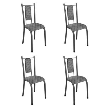 Imagem de Conjunto 4 Cadeiras para Sala de Jantar Isabela Prata/Preto