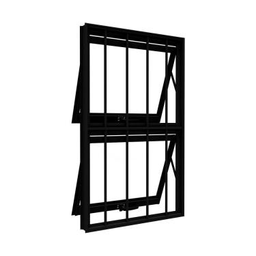 Imagem de Janela de Alumínio Máximo Ar Duplo Vertical com Grade 100x60cm Lucasa Ideale Preto