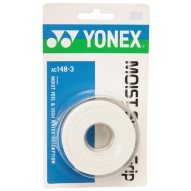 Imagem de YONEX AC1483 Fita de aderência de badminton para tênis, superaderência úmida, pacote com 3, branca