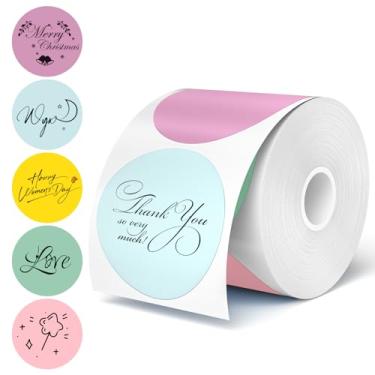 Imagem de FLYQGGO Etiquetas adesivas térmicas redondas de 5 cm, 5 cores, 200 peças, etiquetas térmicas multicoloridas para organização, compatíveis com impressoras térmicas Rollo/Zebra/Munbyn, etiquetas de