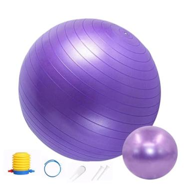 Imagem de Sohapy Bola de exercício macia roxa 65 cm bola de ioga e bola de pilates 22 cm anti-explosão para gravidez, parto, treino, fitness, equilíbrio, academia, fisioterapia, escritório, casa, escola com