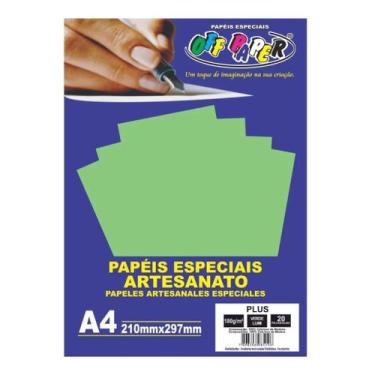 Imagem de Papel Plus Verde Lumi 180g A4 20 Fls - Off Paper