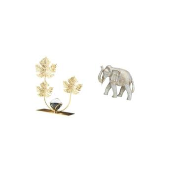 Imagem de Fenteer Folhas Estátua Estante Escultura de Folhas Estatueta Rústica Animal Lembranças Elefante de Madeira Esculpido à Mão Presente de Aniversário Inauguração