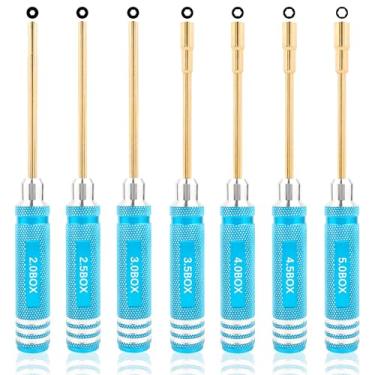 Imagem de GDOOL Conjunto de 7 peças de chaves de fenda sextavadas 2.0/2.5/3.0/3.5/4.0/4.5/5.0 mm Kit de chaves de soquete RC Chave de porca para Traxxas Redcat Axial SCX24 Quadricóptero Helicóptero FPV Drone