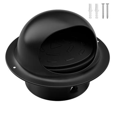 Imagem de Hon&Guan Tampa externa de ventilação da secadora de 10 cm com saída de parede de aço inoxidável amortecedor - preta