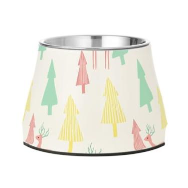 Imagem de Burbuja Tigela de aço inoxidável para comida e água para cães de cervo árvore de inverno, antiderrapante para cães médios e gatos, 590 ml