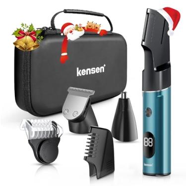 Imagem de kensen Aparador de pelos corporais para homens - Aparador de barba 3 em 1 Manscape para homens, aparador de pelos pubianos e virilha masculino IPX6, à prova d'água, úmido/seco, barbeador elétrico para