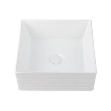 Imagem de Cuba De Apoio Para Banheiro Quadrada Slim Louça Cerâmica 38 cm Larimar