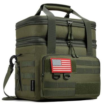 Imagem de Lancheira Ralchyez Tactical 20L isolada de dois andares verde