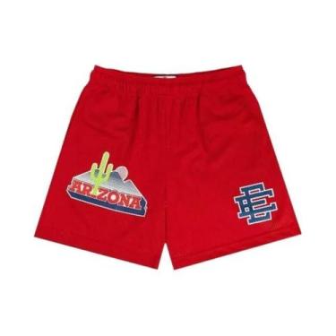 Imagem de Shorts Casuais De Basquete Masculinos Em Malha Floral Para O Verão Eri