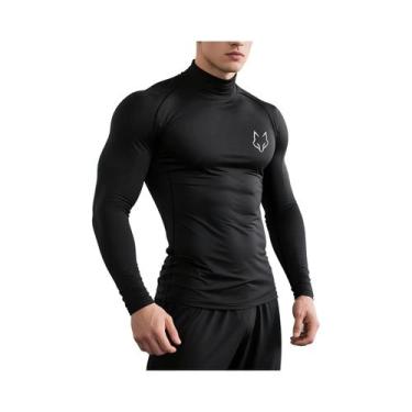 Imagem de Camiseta De Compressão Masculina Com Estampa De Cabeça De Lobo, Gola A