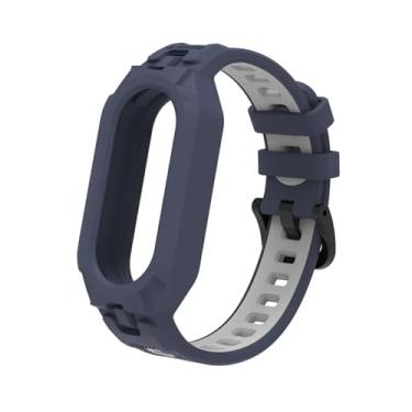 Imagem de HSPTR Pulseira de silicone TPU macio para Xiaomi MiBand 8, pulseira para MiBand 8 NFC, borracha Correa, kit de acessórios de substituição (azul-meia-noite)