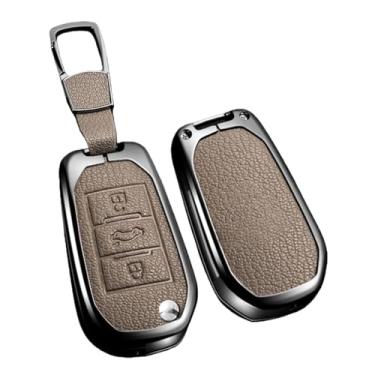 Imagem de Porta-chaves chaveiro compatível com peugeot 208 2008 301 308 3008 rcz 508 408 2008 307 capa protetora de couro para chave de carro(C-khaki keychain)