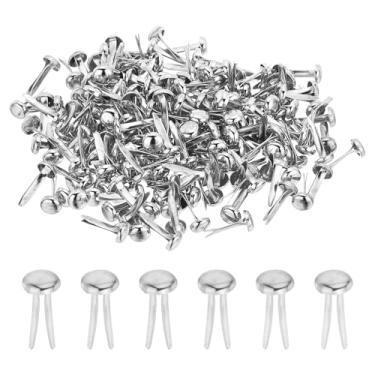 Imagem de Generic 400 peças de fixadores de latão de papel, pinos divididos, mini grampos metálicos pastel, cabeça redonda, prendedor banhado para artesanato, arte, scrapbook, suprimentos DIY, prata, 5 x 9 mm