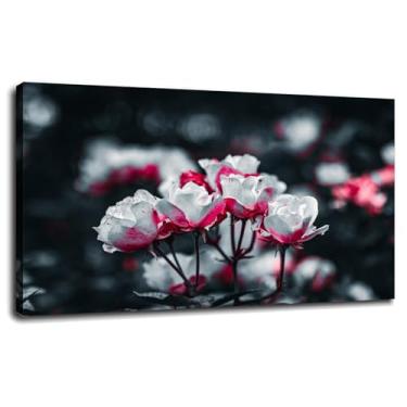 Imagem de Rose Poster Plants Impressão em tela arte de parede desfocada para casa 1 painéis decorações com moldura 33.0 cmx20.3 cm
