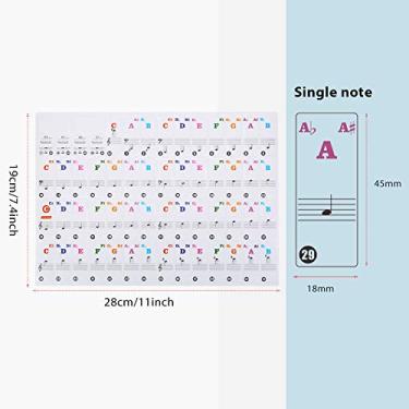 Imagem de Generic Adesivo de Teclado de Piano Removível Transparente para Pianos Eletrônicos, Fácil de Usar e Remover, para Crianças e Iniciantes, Preto, 11 X 7,4", Adequado para Teclas 61/88 (Cor)