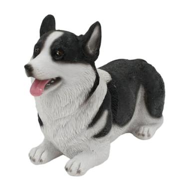 Imagem de Estátua de cachorro pequeno, lindo corgi escultura jardim resina criativa paisagismo decorativo interior exterior quintal ornamentos