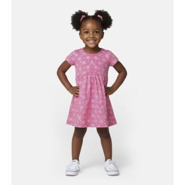 Imagem de Vestido Infantil Manga Curta Estampado Biju Kids Rosa, 3, Rosa