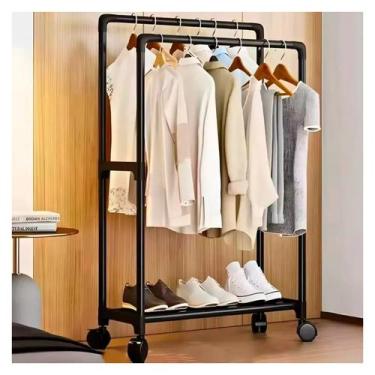 Imagem de Cabideiro De Roupas Arara Dupla Com Sapateira Ke home, Preta