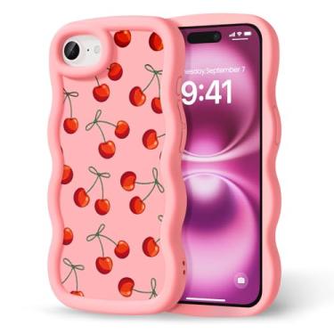 Imagem de CASBST Capa compatível com iPhone 16e para mulheres e meninas, moldura ondulada encaracolada com estampa fofa, capa de telefone estética fina de silicone macio TPU à prova de choque para iPhone 16e