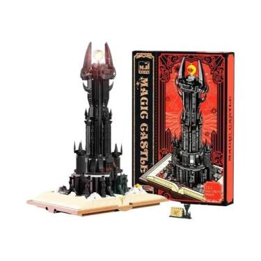 Imagem de Blocos De Montar Livro Mágico Torre Negra Com Luzes Para Meninos, Brin