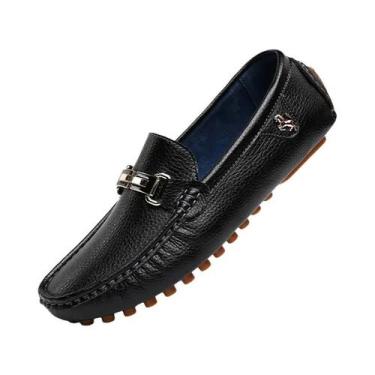 Imagem de Mocassins Masculinos De Couro PU Branco, Slip-On, Feitos À Mão, Casuai