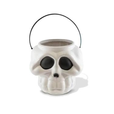 Imagem de Balde Caveira Cabeça de Esqueleto Branco Halloween - Brasilflex