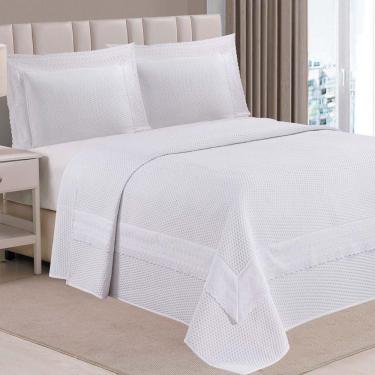 Imagem de Kit Cobre Leito Colcha Jovial Casal Dupla Face 3 Peças - Branco - 100% Poliéster