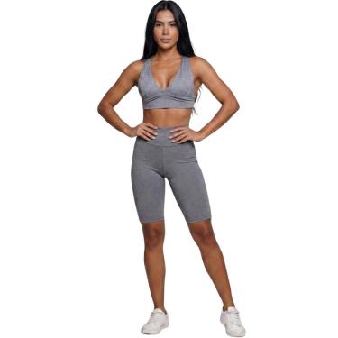 Imagem de Conjunto Top Bojo e Bermuda Ciclista Vekyo Roupa Para Academia Treino Moda Fitness Musculação-Feminino