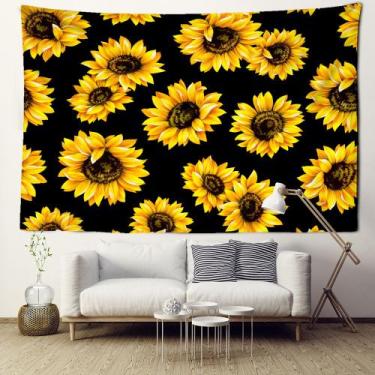 Imagem de Tapeçaria para pendurar na parede com design de girassol 150 cm x 130 