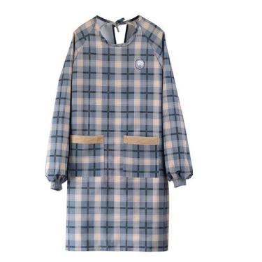 Imagem de Avental xadrez de manga comprida impermeável para homens e mulheres - 