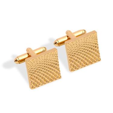 Imagem de Cufflinks, quadrado com textura dourada para homens 1,7 cm x 1,9 cm - 