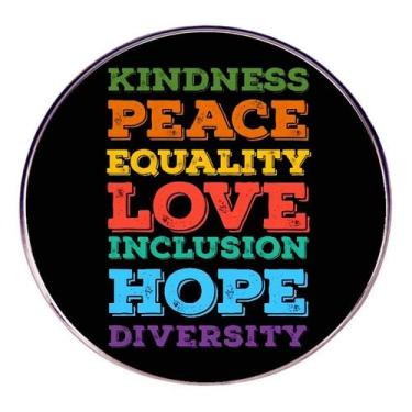 Imagem de Broche Diversity Equality Redondo em Liga Preta 3x3cm 7,8g - Yiweisai