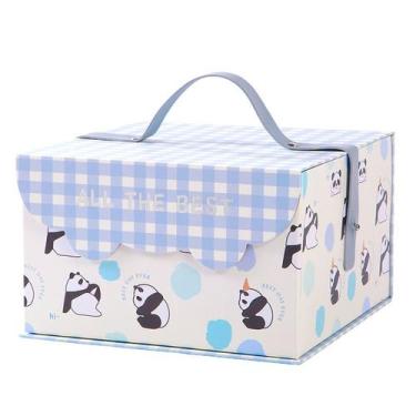 Imagem de Caixa de presente de papelão com tema Blue Panda 22x16x8cm com tampa -