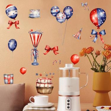 Imagem de Adesivo de parede com balões coloridos e decoração de festa em PVC Sel