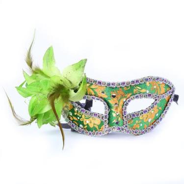 Imagem de Máscara verde, floral, plástico, meia face, fantasia de Halloween - yi