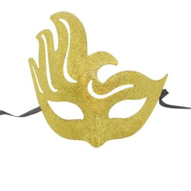 Imagem de Máscara de cosplay Gold Flame, PVC, meia face, fantasia de Halloween -