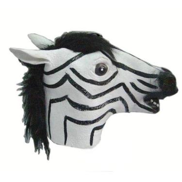 Imagem de Máscara de cosplay, capuz de látex Zebra, show de Halloween, adereços 