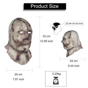 Imagem de Máscara de fantasia Scarecrow Ghost Latex Halloween Cosplay - yiweisai