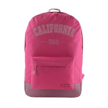 Imagem de Mochila Casual Califórnia Poliéster Jovem 47,5cm 2 bolsos - Yins, Rosa