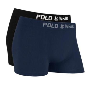 Imagem de Kit 2 Cuecas Boxer Premium Poliamida Lisa - Polo Wear Cor:Preto - Mari
