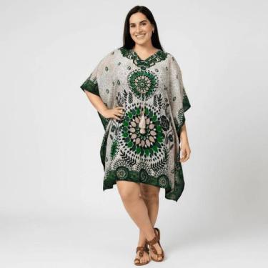 Imagem de Bata Kaftan Feminina Indiana Curta Tradicional com Amarração na Cintur