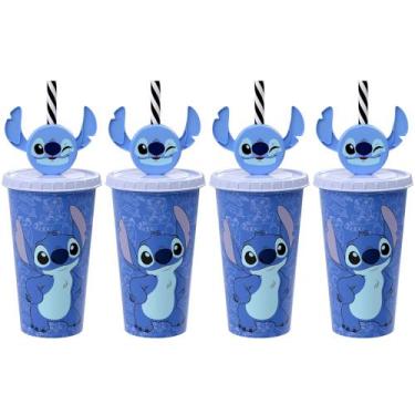Imagem de 4 Copos com Orelhas da Angel Stitch 500ml Festa Infantil Lembrancinha 