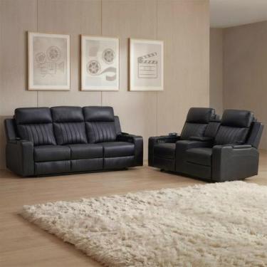 Imagem de Poltrona Reclinável Cinema 2 e 3 Lugares Baú Usb Pu Moscou Sint Pto Z5
