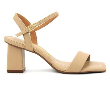Imagem de Sandália Vizzano Original Salto Grosso Alto Feminino 201, 36, Bege