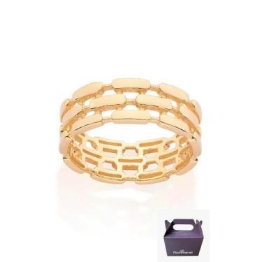Imagem de Anel Trabalhado Masculino Moderno 513474 Rommanel, Dourado, 14