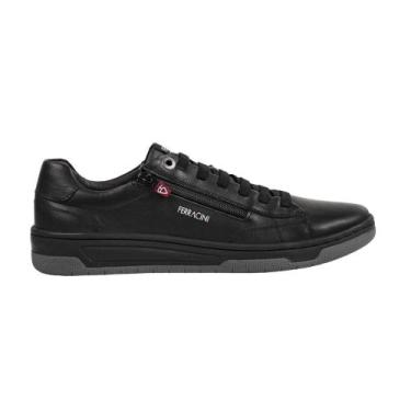 Imagem de Sapatênis Ferracini Masculino Couro Casual Vox Zipper 8052-617, Preto,