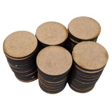 Imagem de 500 Aplique bolachas mdf 3,7 a 4,3cm cru artesanato pintura - 3D Melo,
